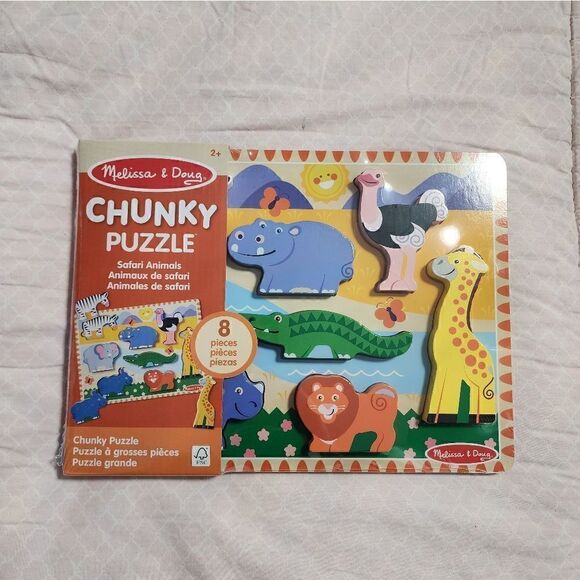 New Melissa & Doug Safari Wooden Chunky Puzzle - Picture 1 of 3